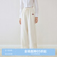 樂町束腳針織休閑褲春季新品女寬松肌理闊腿褲學(xué)院少女風(fēng)褲子 米白（現(xiàn)貨） M