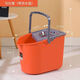 加厚手壓塑料拖把桶帶輪子地拖桶家用手動(dòng)擠水桶手提拖桶拖地旋轉擰水墩布桶 方形款橙灰帶瀝水籃輪子加厚加大