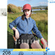 三彩2025春季新款水洗牛仔襯衫長袖翻領(lǐng)復古襯衣寬松疊穿時尚M
