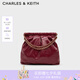 CHARLES&KEITH子母鏈條大容量流浪包托特包單肩斜挎包女包七夕禮物CK2-40671449 Burgundy葡萄酒紅色 L