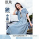 香影今年流行漂亮牛仔套裝裙女2025夏季新款外套a字半身裙兩件套 牛仔藍 S