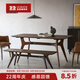NORHOR英國Square roots原裝進(jìn)口/中古復(fù)古Alvin橡木實(shí)木餐桌長凳G 煙熏餐桌1.8m款現(xiàn)貨