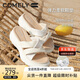 康莉（COMELY）一字拖鞋女夏季羊皮坡跟休閑防滑沙灘交叉帶時(shí)尚涼拖 米白色 38 