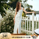 Olrain歐芮兒吊帶法式連衣裙女夏季2025新款假門襟別致紐扣設(shè)計(jì) 米白色 S