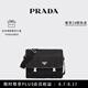 PRADA/普拉達(dá)【七夕禮物】男士再生尼龍和Saffiano皮革大號(hào)單肩包 黑色