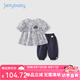 JELLYBABY森系女童套裝夏2025新款純棉兩件套中小童洋氣夏裝女寶寶夏季衣服 寶藍(lán) 90