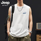 JEEP SPIRIT吉普背心男士夏季純棉寬松透氣簡(jiǎn)約百搭潮流休閑無(wú)袖t恤 白色 XL