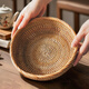 微光里藤編收納筐水果籃茶幾堅(jiān)果盤(pán)零食盤(pán)子糖果瓜子收納盒面包筐饅頭筐 藤編圓形果籃【小號(hào)】