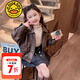 G.DUCKKIDS小黃鴨童裝女童外套春秋款兒童皮衣女孩衣服中小童休閑復(fù)古皮夾克 咖啡色 100 建議2~3歲【 90-100cm】cm