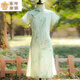 邦伊芙古風(fēng)漢服女童旗袍連衣裙2024新款兒童裝改良新中式古箏演出服夏季 114綠色 130