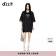 DZZIT地素連衣裙夏季蕾絲設計少女運動風T恤裙 黑色 XS