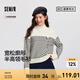 森馬|森柔毛衫商場(chǎng)同款中國國家地理系列毛衣女2024冬新款條紋衫 白藍色調00318 S