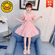 G.duck女童連衣裙夏裝2025新款韓版小女孩洋氣公主裙兒童短袖棉裙子潮 粉紅色 110 cm【適合100高左右穿】