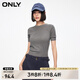 ONLY夏季休閑百搭螺紋純色圓領(lǐng)短袖針織衫女|124124030 E52 錫镴灰色 S 160/80A