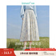 茵曼（INMAN）亞麻歐若風(fēng)薄款植物碎花半身裙女裝2025年夏季新品a字中長傘裙子 月藍 XL