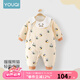 優(yōu)奇嬰幼兒連體衣服冬季夾棉衣保暖剛出生寶寶加厚哈衣爬服冬裝外出服 萌萌小熊貓【保暖棉服】 80cm