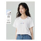 茵曼全棉舒適趣味繡花短袖白T恤2025夏季寬松顯瘦休閑上衣 米白色  L