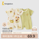 童泰（TONGTAI）嬰兒短袖連體衣夏季初生寶寶衣服外出哈衣爬服提花黃色66cm