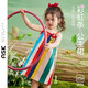 ASK JUNIOR無(wú)袖連衣裙女童夏透氣彩虹滿印吊帶公主裙小童嬰幼裙子 花色 100