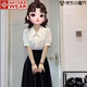 SNYDER WEAR2025夏季女裙套裝裙白色方領(lǐng)短袖百搭襯衫顯瘦A字裙通勤職業(yè)女裙 白色短袖襯衣 S 建議85-95斤