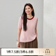 纖莉秀【時(shí)髦撞色圓領(lǐng)顯瘦正肩針織衫】大碼女裝胖mm2025春裝新款0930 粉色 2XL