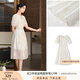 香影白色天絲連衣裙女2025夏季新款圓領(lǐng)燈籠袖抽繩國風(fēng)收腰仙女裙 米白 L 165/88A/110-125斤