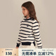 E·LAND KIDS衣戀早春新品男女童甜美條紋圓領(lǐng)針織衫毛衣 Navy藏青色/59 160 cm