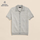 布克兄弟（BrooksBrothers）男士早秋新款亞麻老錢風(fēng)短袖針織開衫 0002-灰色 XL