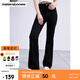 美特斯邦威牛仔褲女2025夏新款彈力喇叭牛仔褲修身顯瘦高腰褲女 牛仔黑色 XL 170 76A