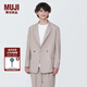 無印良品（MUJI） 男式 彈力 雙排扣 夾克 男士外套春秋款 男裝西裝小西服AD0V9A4S 淺灰棕色 M(170/92A)