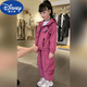 迪士尼（Disney）女童連帽外套工裝褲套裝春秋新款兒童洋派女孩時(shí)髦兩件套運動(dòng)童裝 紫粉 收藏送包包 130