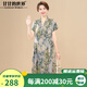 甘甘的世界夏季薄款短袖連衣裙2025時尚新款中年夏裝甘夫人裙子 綠色 4XL （適合135-145斤）