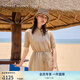 TOMMY HILFIGER【舒適亞麻】25夏季女裝海邊度假風(fēng)收腰顯瘦襯衫連衣裙03943 卡其色AEG S 34