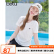 百圖betu女裝2025夏季新款T恤拼接精致花邊抽褶收腰短袖上衣女2506T04 白色 M