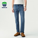 texwood蘋(píng)果男士牛仔褲春夏新款寬松高腰休閑褲中青年潮彈力高街直筒褲子 中藍 33