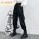 凌卡戚美式帥氣個性可拆卸背帶鏈條束腳工裝褲女寬松顯瘦高腰直筒褲子女 主圖款 S