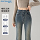 真維斯（JEANSWEST）牛仔褲女夏季復(fù)古微喇叭辣妹高腰顯瘦小個(gè)子馬蹄褲水泥灰L