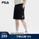 FILA斐樂官方情侶短褲2025夏季新款針織男子女子寬松運動褲 正黑色-BK XL