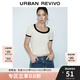 UR2025春季新款女裝時(shí)尚撞色拼接修身U型領(lǐng)短袖T恤UWM450033 淺黃色 M