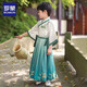 羅蒙男童漢服兒童新中式國學(xué)服男孩中國風(fēng)古裝朗誦唐裝演出服 綠色120