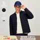 哈吉斯（HAZZYS）男裝 冬款羽絨外套直充棒球領(lǐng)輕薄羽絨服男ASFZU0BDX15 藏青色NV L (175/96A 48)