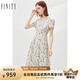 FINITY夏季新款法式桑蠶絲高級(jí)連衣裙印花真絲中長(zhǎng)款裙子女 米底印花 L