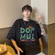 森馬（Semir）港風(fēng)美式高街重磅純棉短袖T恤男夏季日系ins潮流帥氣寬松潮牌上衣 黑色230克短袖T恤(DOP仙人掌) 2XL (適合160-180斤)