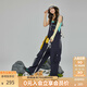 KAMA卡瑪工裝連體背帶褲女款運(yùn)動褲夏季復(fù)古寬松哈倫褲山系戶外神褲 深藍(lán) S