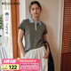 Olrain歐芮兒撞色波浪邊polo領(lǐng)設(shè)計(jì)感T恤女夏季2025新款短袖上衣 灰色 M