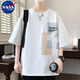 NASA WASSUP短袖t恤男夏季新款寬松大碼冰絲半袖上衣男潮牌加肥加大休閑體恤 白色 M 【建議90-110斤】