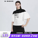 S.DEER女裝時尚圓領字母拼接五分袖T恤S21280176 白色/90 S 160