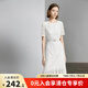 顏域短袖碎花連衣裙女裝2024新款夏裝優(yōu)雅氣質(zhì)中長款蕾絲圓領(lǐng)裙子 白色 L/40