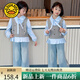 G.DUCKKIDS小黃鴨童裝女童套裝春秋季新款兒童衣服女大童學(xué)院風(fēng)襯衫馬甲秋裝 襯衫馬甲牛仔褲 150 尺碼11~12歲【140-150cm】cm