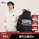Champion【王俊凱同款】冠軍潮牌情侶羽絨服2024秋冬新款連帽加厚外套 米白色 L